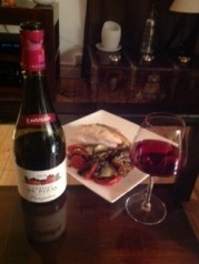 Beaujolais nouveau and chicken with veg tian